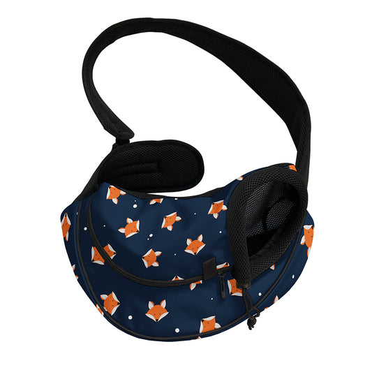 Orange Fox Pattern Print Pet Sling Carrier