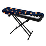 Orange Fox Pattern Print Piano Keyboard Cover