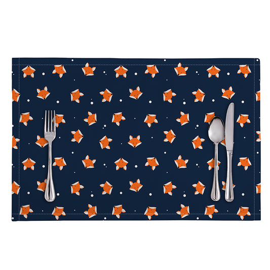 Orange Fox Pattern Print Placemat