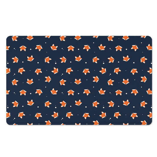 Orange Fox Pattern Print Polyester Doormat