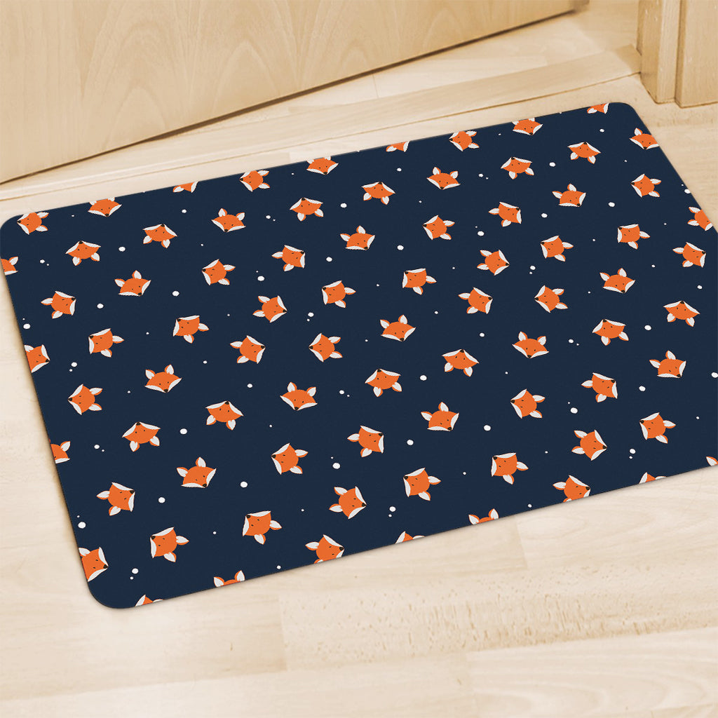 Orange Fox Pattern Print Polyester Doormat