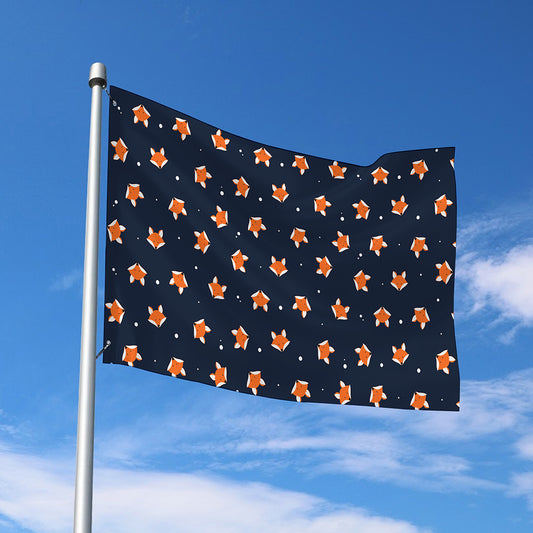 Orange Fox Pattern Print Polyester Flag