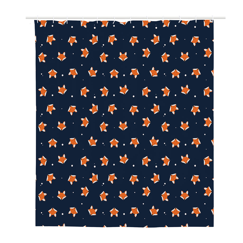 Orange Fox Pattern Print Polyester Shower Curtain