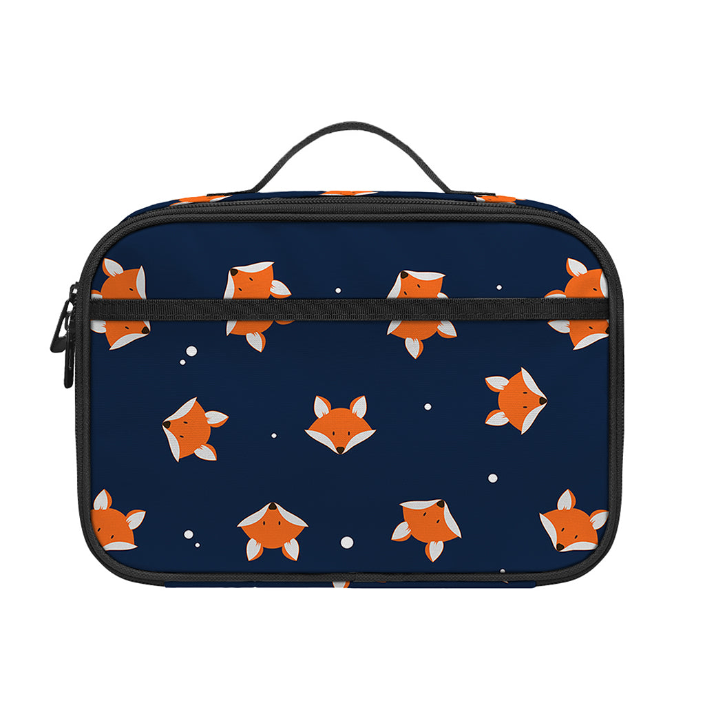 Orange Fox Pattern Print Portable Lunch Bag