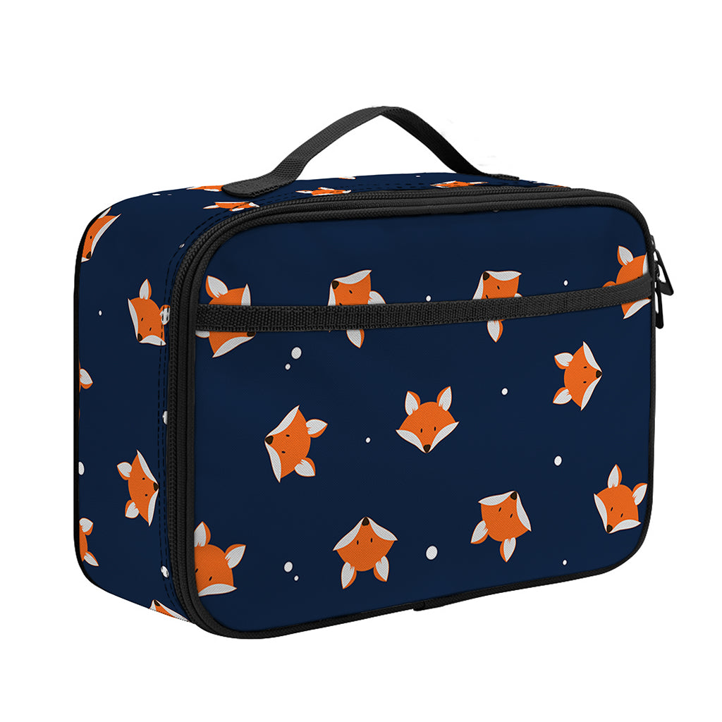 Orange Fox Pattern Print Portable Lunch Bag