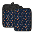 Orange Fox Pattern Print Pot Holders With Pocket