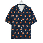 Orange Fox Pattern Print Rayon Hawaiian Shirt