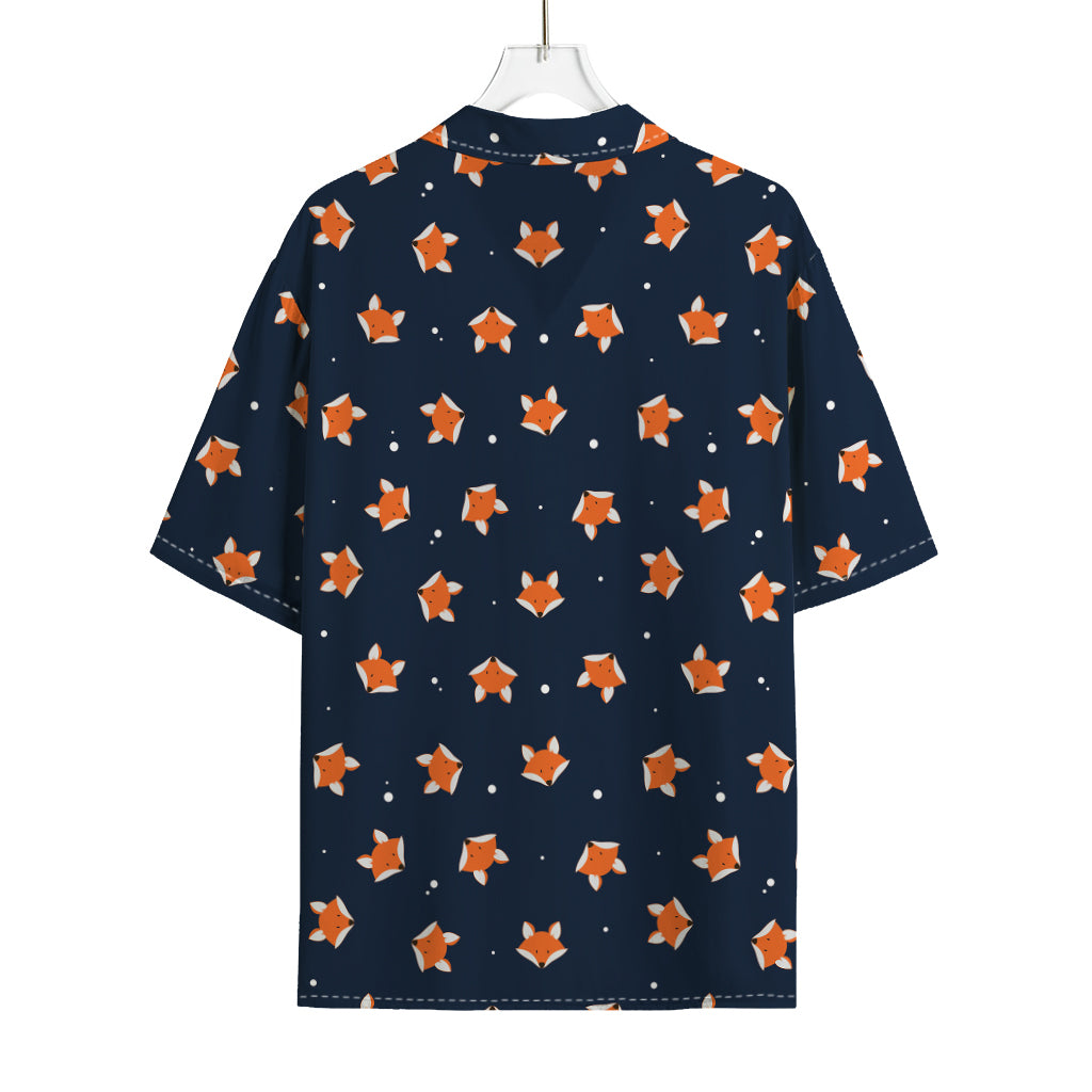 Orange Fox Pattern Print Rayon Hawaiian Shirt