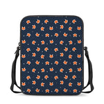 Orange Fox Pattern Print Rectangular Crossbody Bag