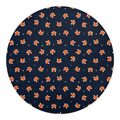 Orange Fox Pattern Print Round Blanket