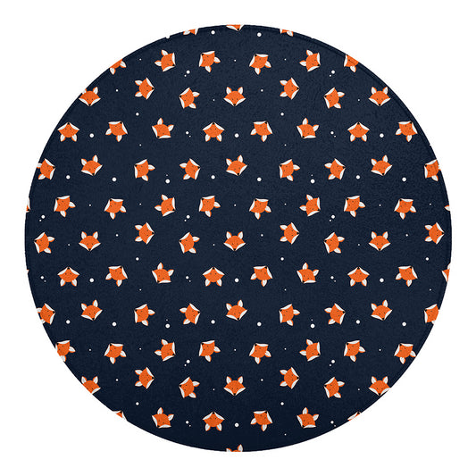 Orange Fox Pattern Print Round Blanket