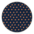 Orange Fox Pattern Print Round Floor Mat