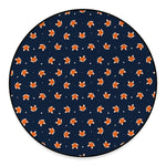 Orange Fox Pattern Print Round Floor Mat