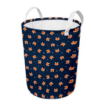 Orange Fox Pattern Print Round Laundry Basket