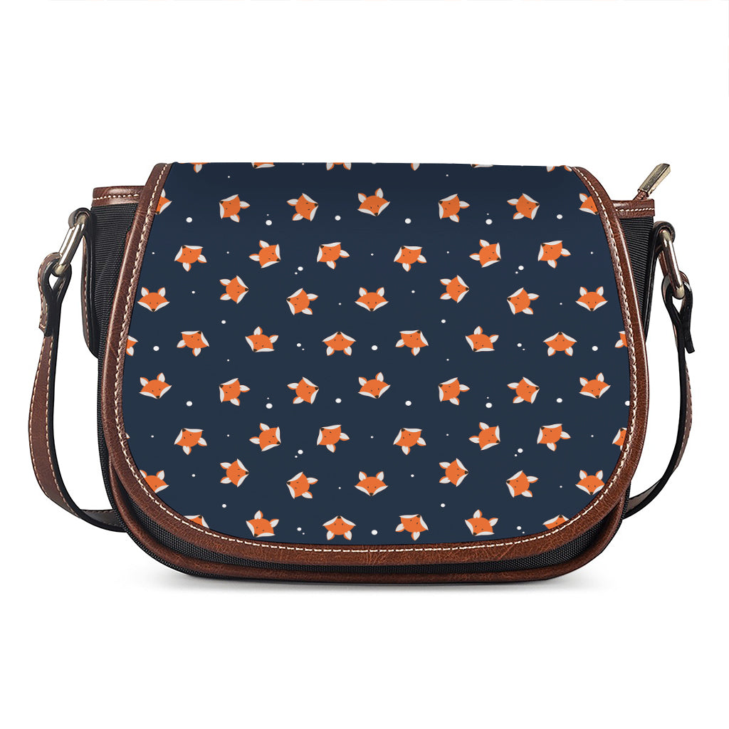 Orange Fox Pattern Print Saddle Bag