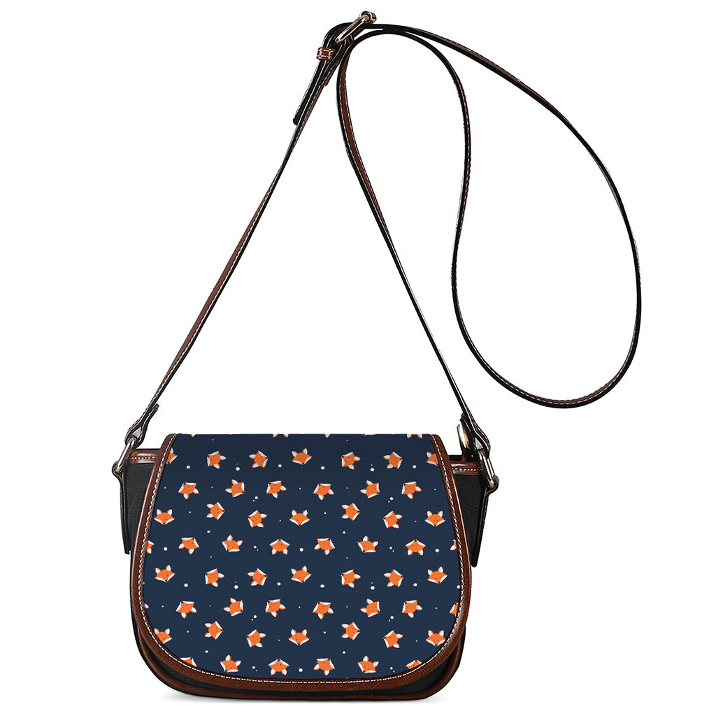 Orange Fox Pattern Print Saddle Bag