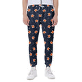Orange Fox Pattern Print Joggers