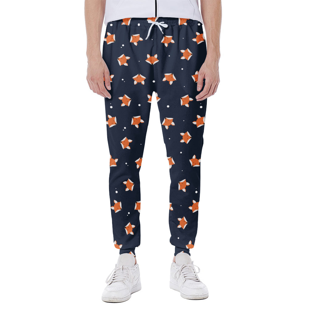 Orange Fox Pattern Print Scuba Joggers