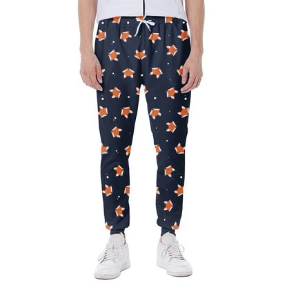 Orange Fox Pattern Print Scuba Joggers