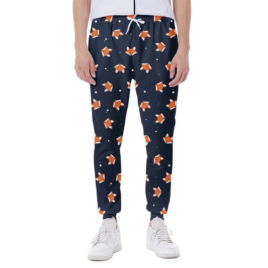 Orange Fox Pattern Print Scuba Joggers