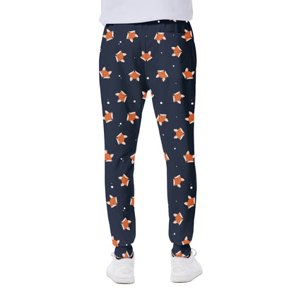 Orange Fox Pattern Print Scuba Joggers