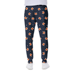 Orange Fox Pattern Print Scuba Joggers