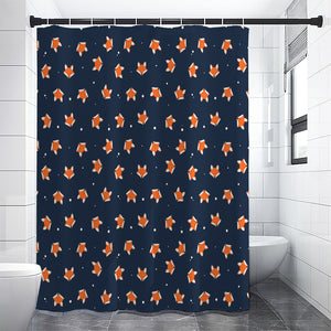 Orange Fox Pattern Print Shower Curtain