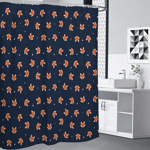 Orange Fox Pattern Print Shower Curtain