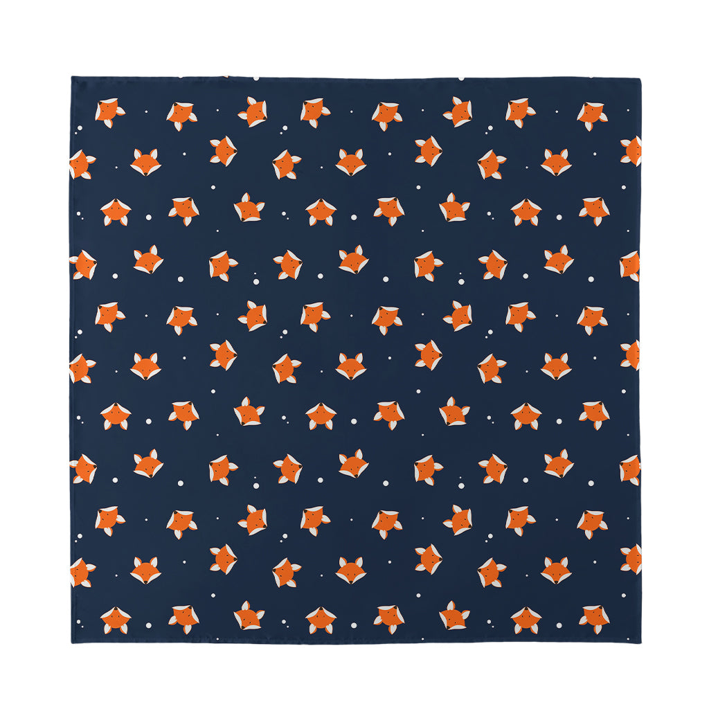 Orange Fox Pattern Print Silk Bandana