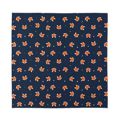 Orange Fox Pattern Print Silk Bandana