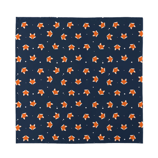 Orange Fox Pattern Print Silk Bandana