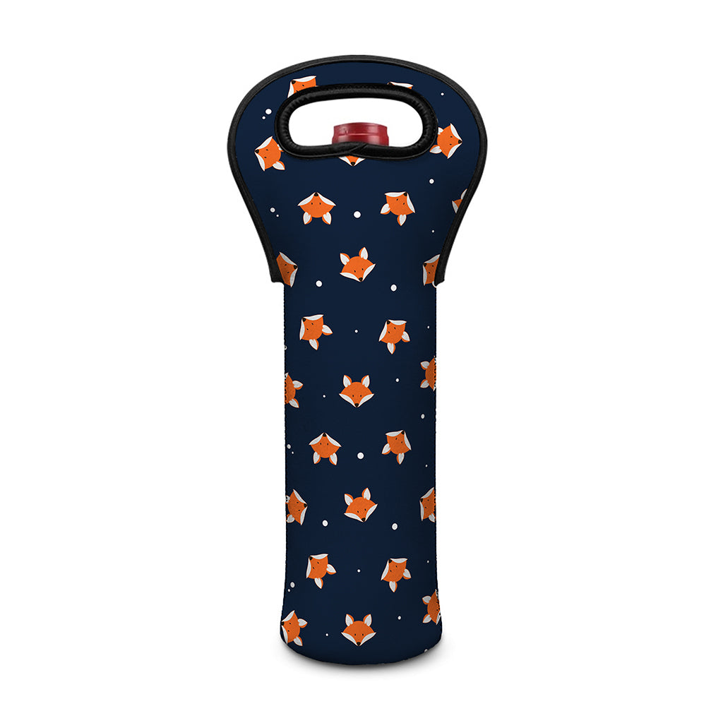 Orange Fox Pattern Print Single Neoprene Wine Tote