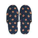 Orange Fox Pattern Print Slippers