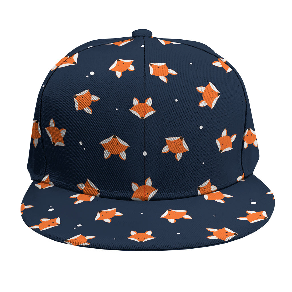 Orange Fox Pattern Print Snapback Cap