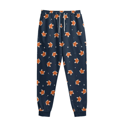 Orange Fox Pattern Print Sweatpants