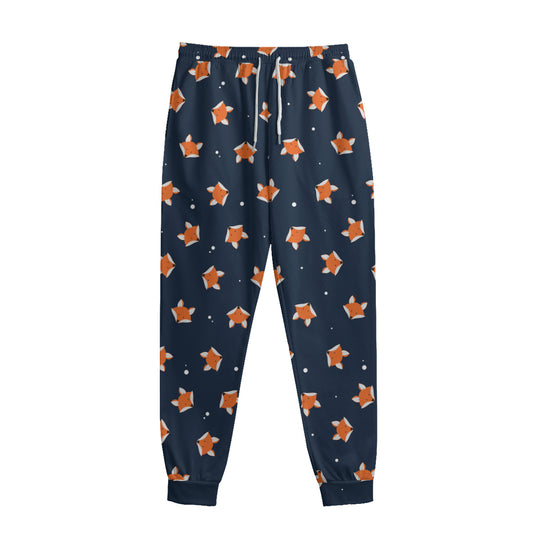 Orange Fox Pattern Print Sweatpants