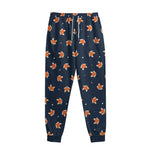 Orange Fox Pattern Print Sweatpants