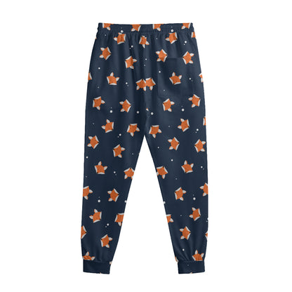 Orange Fox Pattern Print Sweatpants