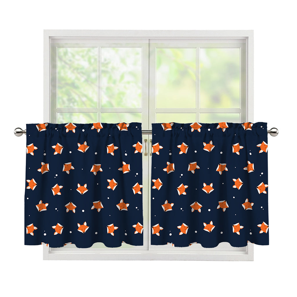 Orange Fox Pattern Print Tier Curtains