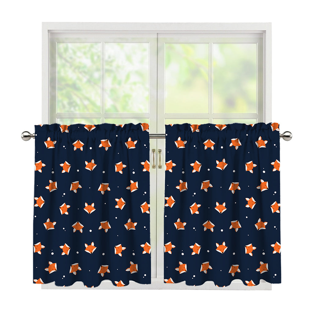 Orange Fox Pattern Print Tier Curtains
