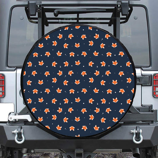 Orange Fox Pattern Print Tire Cover