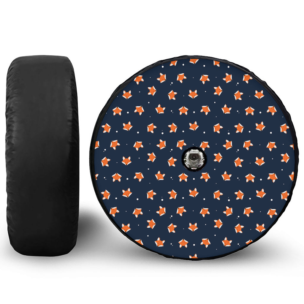 Orange Fox Pattern Print Tire Cover With Camera Hole
