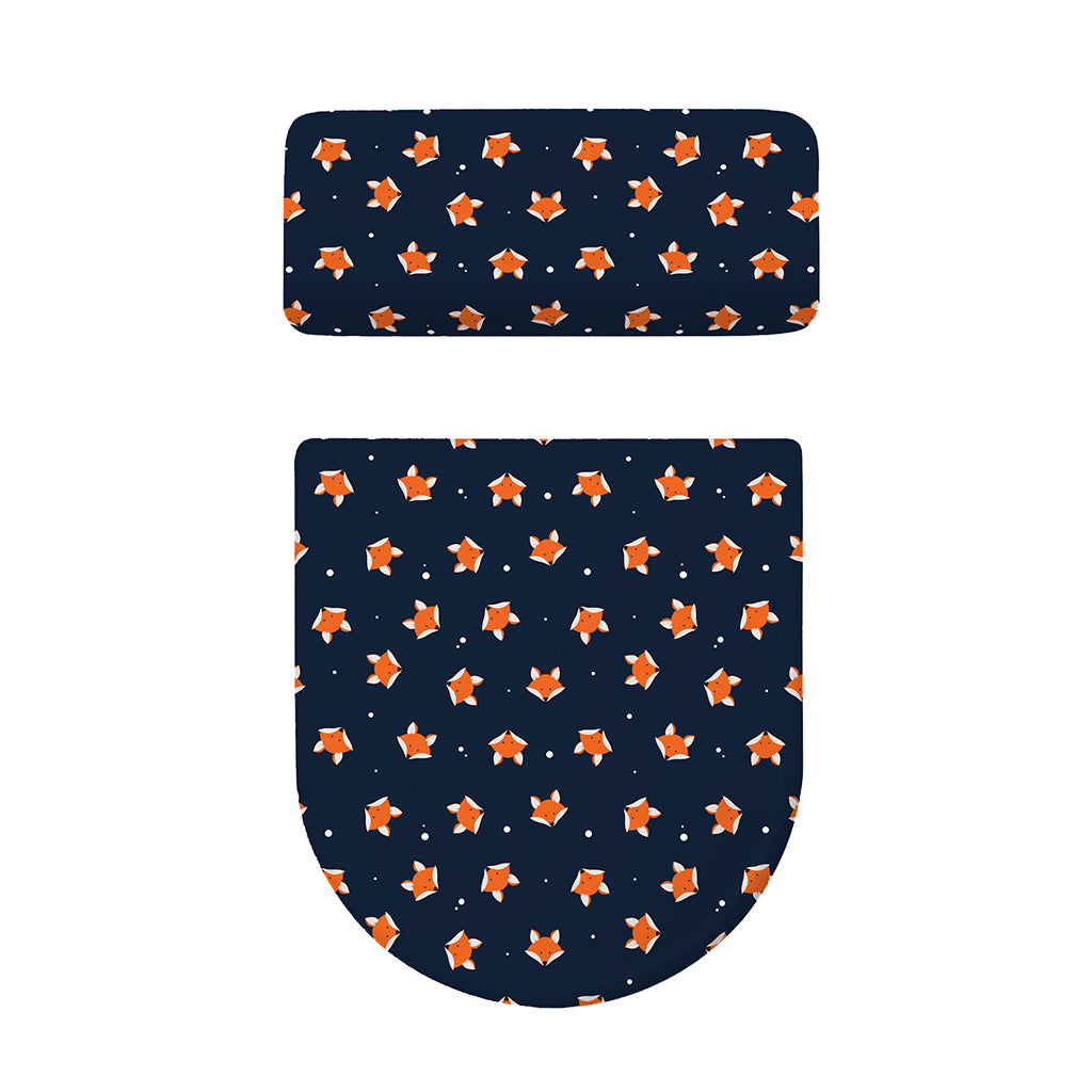 Orange Fox Pattern Print Toilet Lid And Tank Cover Set