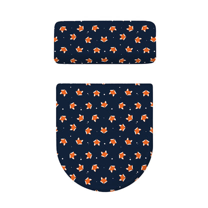 Orange Fox Pattern Print Toilet Lid And Tank Cover Set