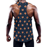 Orange Fox Pattern Print Training Tank Top