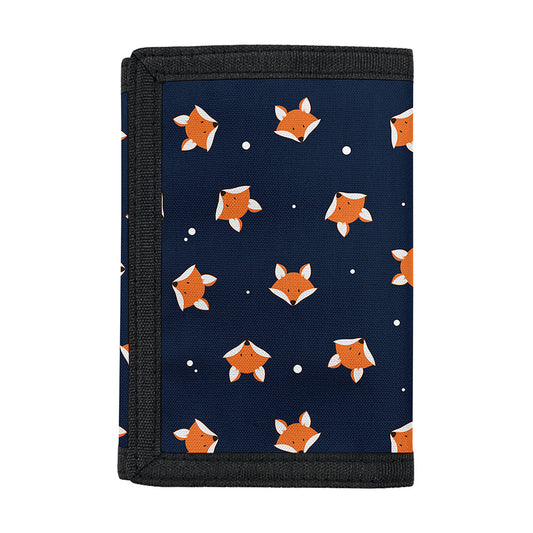 Orange Fox Pattern Print Trifold Wallet