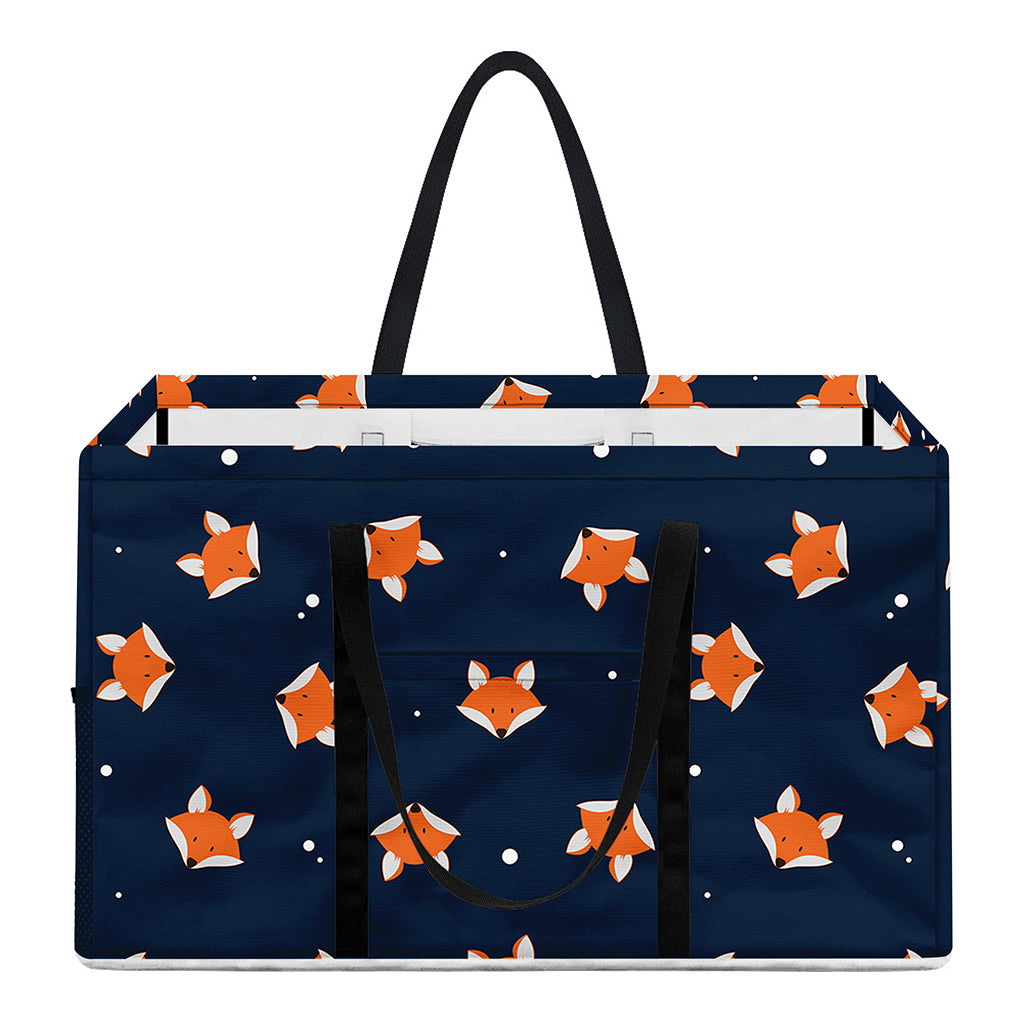 Orange Fox Pattern Print Utility Tote Bag
