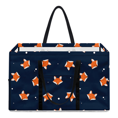 Orange Fox Pattern Print Utility Tote Bag