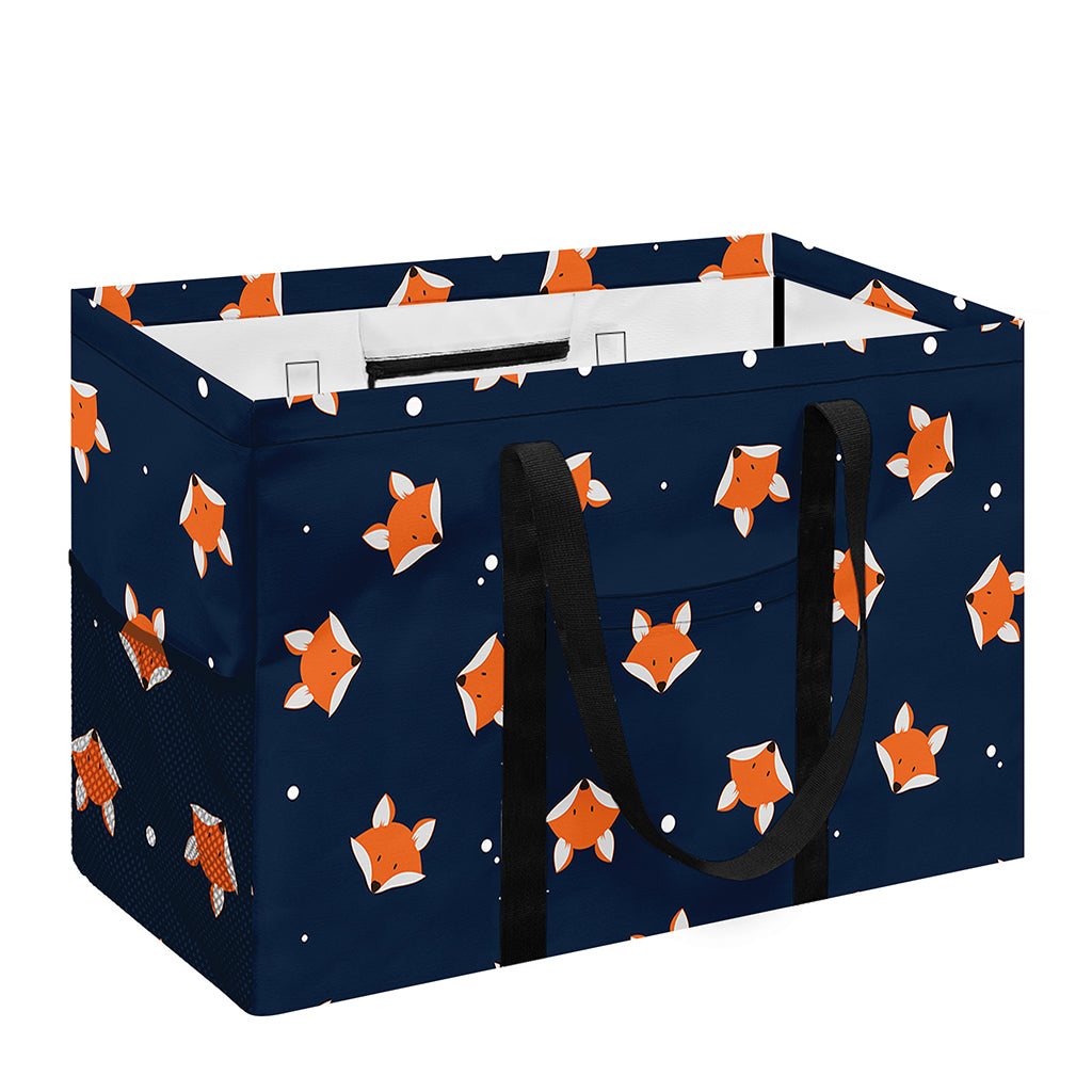 Orange Fox Pattern Print Utility Tote Bag