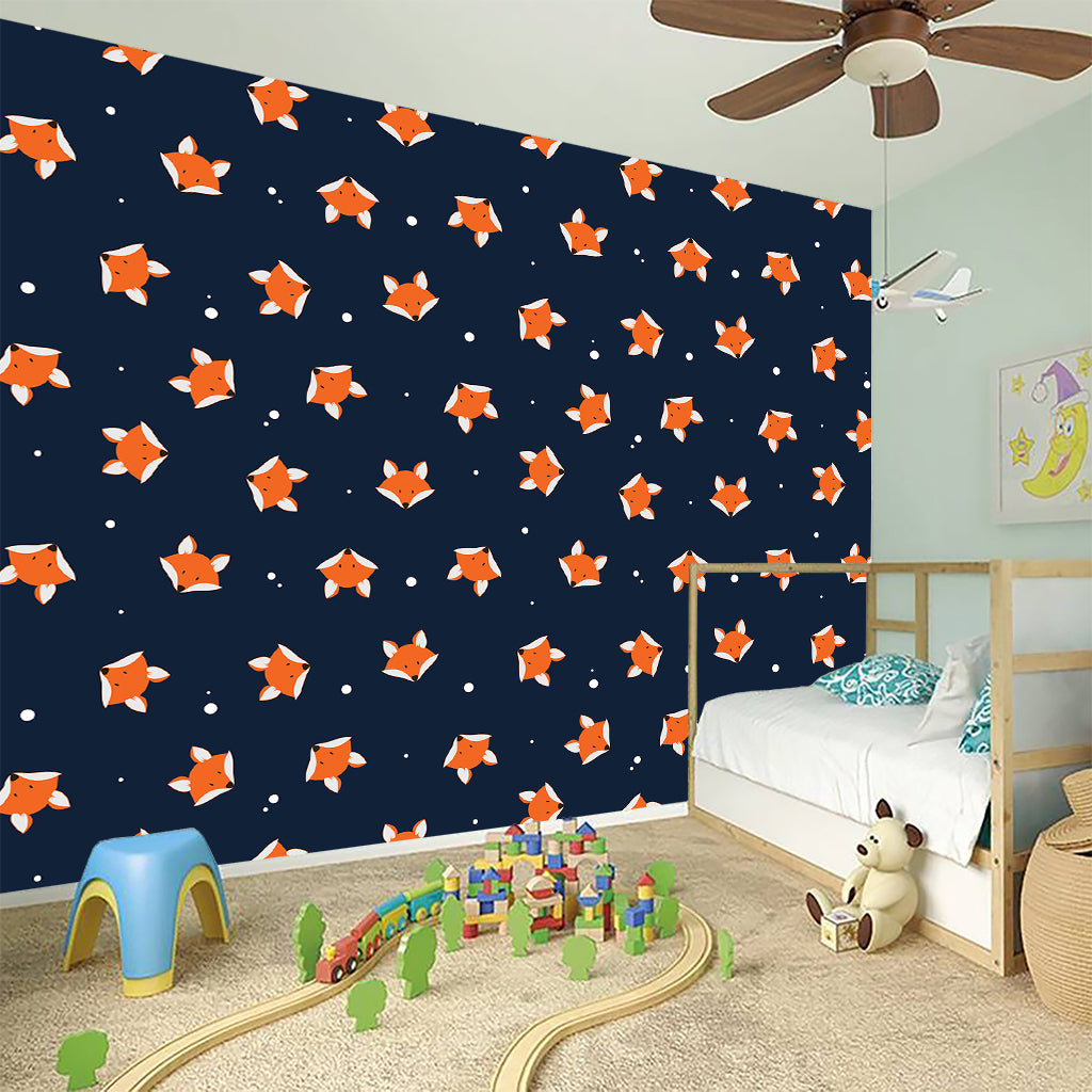 Orange Fox Pattern Print Wall Sticker